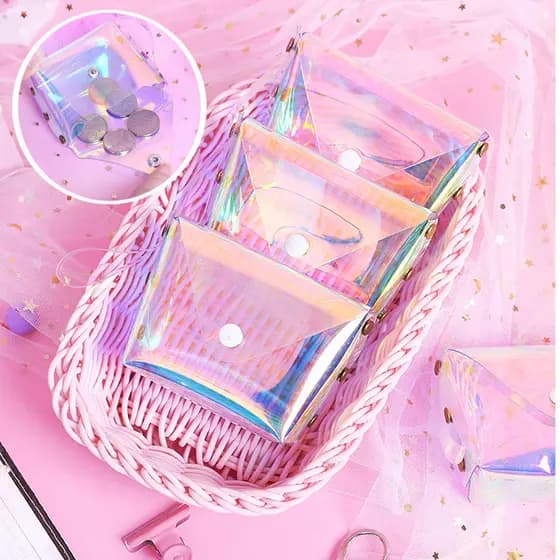 Influenciador geléia moeda bolsa japonês Harajuku moeda saco rosa concurso menina coração criativo transparente sinfonia