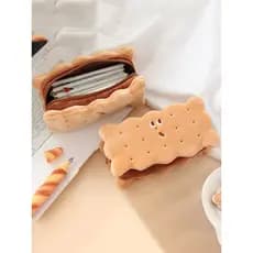 Sanduíche biscoito saco de lápis de pelúcia ins japonês bonito menina de alto valor grande capacidade escola primária es