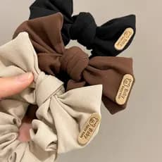 Bonito urso laço de cabelo Scrunchy simples Retro francês laço de cabelo feminino laço de cabelo tecido cabeça gravata a