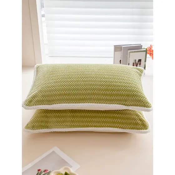 Preguiçoso nuvem feijão veludo fronha amarrado antiderrapante fronha par conjunto macio quente inverno adequado 50*76cm