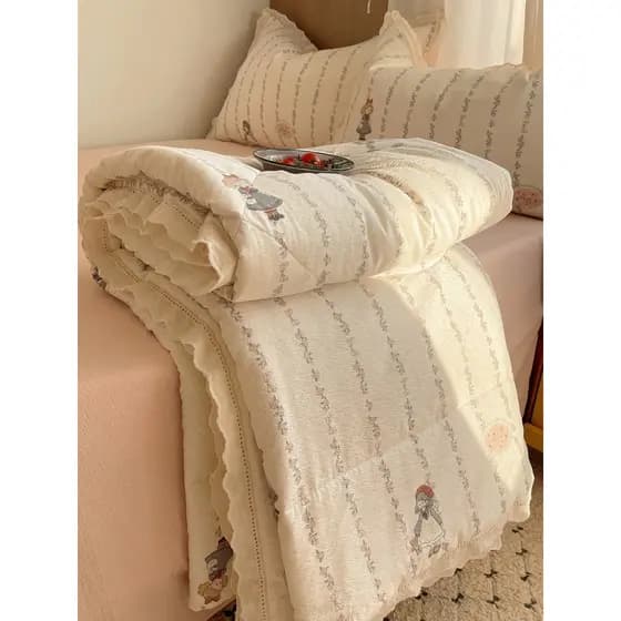 Todo o algodão renda fio enrugado colcha de verão verão colcha fresca colcha de ar condicionado colcha de verão conjunto