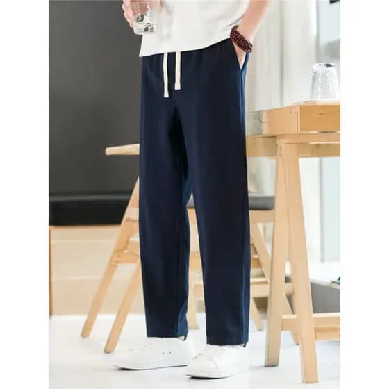 Calças de linho calças masculinas verão fino tornozelo-perna calças de verão calças casuais masculinas estilo chinês Ret