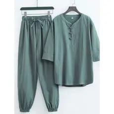 Verão botão estilo linho de manga curta terno masculino chinês meia manga Tang terno Hanfu camada terno estilo chinês al
