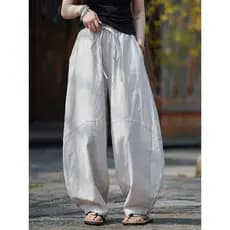 Novo estilo chinês calças de linho masculino verão fino algodão linho calças de perna larga novo estilo chinês calças Ex