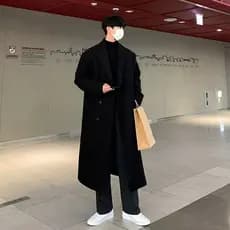 Inverno novo estilo casaco de lã masculino comprimento médio sobre o joelho Cashmere-livre lã Windbreake