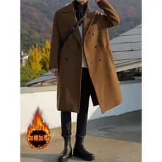 Outono inverno algodão blusão masculino acima do joelho comprimento médio na moda versão coreana lã solta