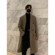 Outono inverno casaco masculino dragão Phoenix lã engrossado meados de comprimento blusão coreano tendência Casual duplo