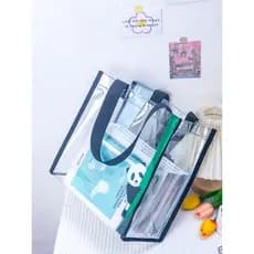 Shangying @ Panda segurando coluna pvc transparente à prova d'água sacola de grande capacidade bolsa de armazenamento de