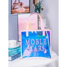 Shangying @ Bolsa Laser colorida transparente à prova d'água Bolsa feminina de um ombro Bolsa de gelatina de grande capa
