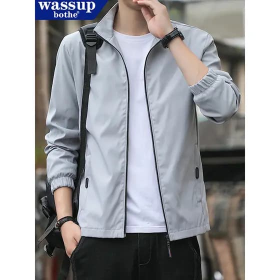 Masculino masculino gola alta à prova de vento jaqueta de algodão acolchoado primavera outono Casual All-Match forro de