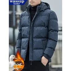 WASSUP Jaqueta acolchoada de algodão de inverno masculina nova Casual com capuz jaqueta acolchoada de algodão de lã espe