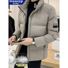 Jaqueta masculina jaqueta inverno 2025 novo estilo forro de lã engrossado quente acolchoado jaqueta Casual à prova de fr