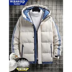 Jaqueta masculina de pelúcia à prova de frio jaqueta inverno engrossado quente com capuz pão jaqueta Casual à prova de v