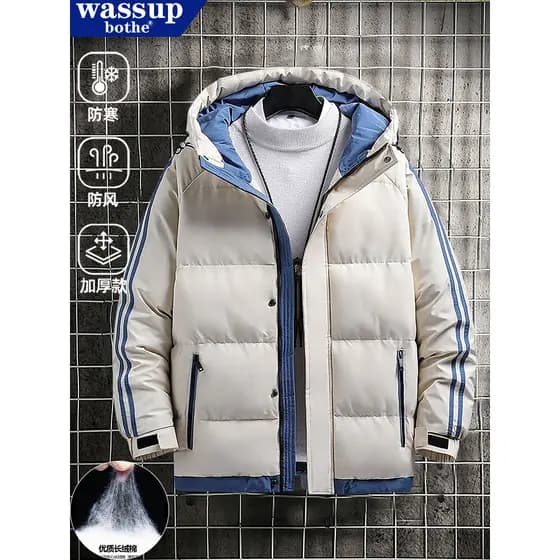 WASSUP Inverno Novo Estilo Jaqueta Acolchoada Com Capuz Jaqueta Masculina Jaqueta Acolchoada Quente Na Moda All-Match Ja