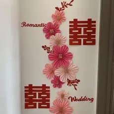 Feliz personagem fã flor decoração do quarto de casamento não machuca a parede mulher quarto entrada do Hotel casamento