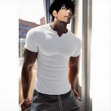 Longo longo sentimento tamanho grande roupas de Fitness masculinas rufião bonito camiseta de manga curta textura esporti