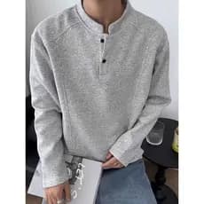 Americano Henry colarinho de manga comprida camiseta masculina outono curto largo boxy gola alta moletom cleanfit camisa