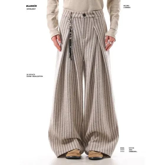Primavera verão americano Retro listrado estilo preguiçoso em linha reta calças casuais das mulheres dos homens mesmo es