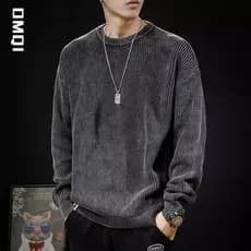 Outono inverno engrossado camisola masculina em torno do pescoço pulôver solto versão coreana na moda único ins estilo H