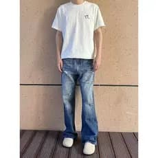 Estilo americano lavado gato branco bigode reto Micro-Flap Jeans masculino Retro All-Match calças soltas casal
