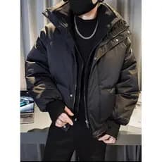 High-End sentir para baixo jaqueta acolchoada masculina gola alta pão jaqueta inverno solto falso Design de duas peças j