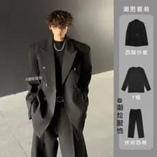 Design terno masculino terno High-End Casual solto tamanho grande gola Barge terno duplo Breasted contorno jaqueta