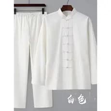 Zen Estilo Budista Homens Mulheres Layman Roupas Estilo Chinês Algodão Linho Manga Comprida Roupas de Meditação Terno Es