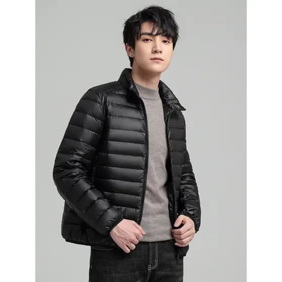 Jaqueta acolchoada masculina de inverno, jaqueta leve de meia-idade, pai idoso, jaqueta acolchoada grossa, roupa de trab