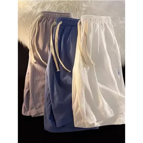 Shorts de linho de algodão masculino verão fino Casual esportes solto gelo seda de secagem rápida calças de cinco pontos