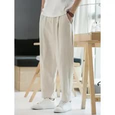 Calças de linho plus size tornozelo-pernas masculinas verão estilo fino mais gordura plus size calças casuais algodão li