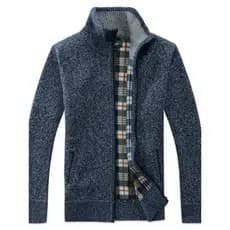 Outono inverno homens idosos de meia-idade malha Cardigan forro de lã engrossado camisola masculina suporte-