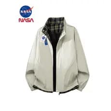 NASA Co-Branded falso jaqueta de duas peças masculina primavera outono na moda gola alta macacão jaqueta juventude espor