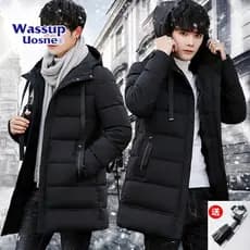 WASSUP Jaqueta acolchoada masculina inverno espessada quente com capuz acolchoado jaqueta masculina inverno jaqueta acol