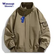 WASSUP Gola Jaqueta Masculina Primavera Outono Casual Workwear À Prova de Vento Slim-fit Jaqueta Curta Street Wear High-