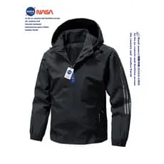 NASA Co-Branded Jaqueta Masculina Primavera Outono 2025 Novo Estilo Forro de Lã Engrossado À Prova de Vento Jaqueta Com