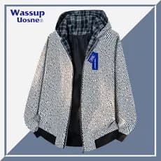 WASSUP Americano Estilo Casual Com Capuz Cardigan Jaqueta Homens Primavera Outono Street Wear Solto Ruffian Bonito Zebra