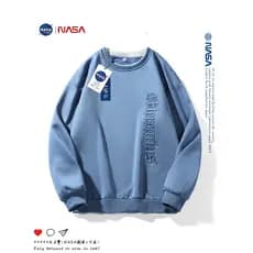 NASA camiseta de manga comprida masculina outono novo estilo em torno do pescoço solto impresso camisa de fundo moletom