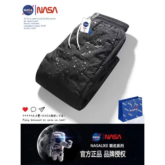 NASA Co-Branded Down Calças de Algodão Masculinas Outono Inverno Engrossado Quente Desgaste Exterior À Prova de Vento Es