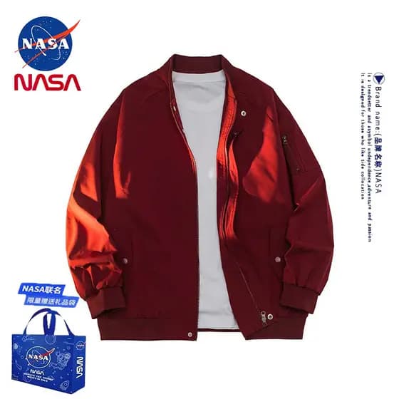 NASA Co-Branded Red Street Wear Beisebol Flight Suit Jaqueta Homens Mulheres Mesmo Estilo 2025 Novo Estilo Primavera Out