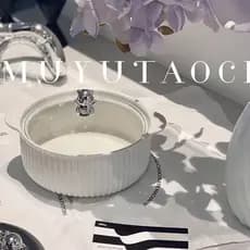 Tigela de macarrão instantâneo de cerâmica estilo francês com tampa Tigela de sopa doméstica de orelha dupla Macarrão de