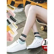 Meias femininas meias primavera verão fino tubo curto novo estilo estudantes do sexo feminino boca rasa suor-absorvente