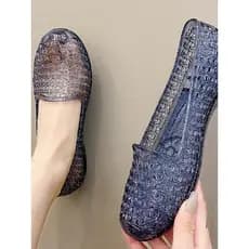 Antiderrapante engrossado mãe exterior usar sandálias Baotou feminino verão All-Match moda cristal geléia transparente o