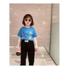Camisa de fundo de malha infantil em torno do pescoço médio grande crianças estilo fino roupas de gaze de seda gelo meni