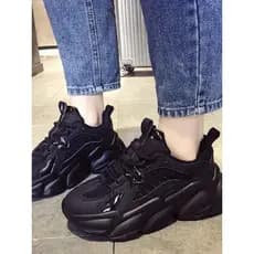 Preto papai sapatos femininos outono inverno 2024 novo estilo mais veludo aumentando All-Match Super quente de sola gros