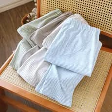 Calças de pijama de maternidade listradas horizontais de veludo alemão outono inverno fino veludo quente ajustável solto