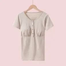 Botão frontal de enfermagem de manga curta estilo fino roupas de confinamento de tamanho grande roupas de enfermagem pós