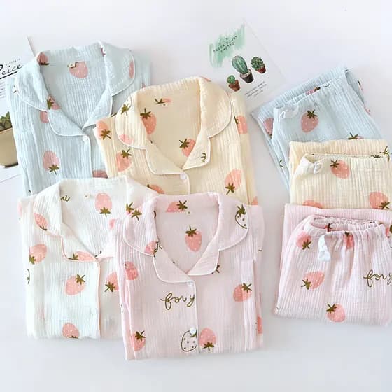 Roupas de confinamento primavera verão outono algodão pós-parto manga comprida fina Seersucker gaze amamentação pijamas
