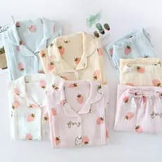 Roupas de confinamento primavera verão outono algodão pós-parto manga comprida fina Seersucker gaze amamentação pijamas