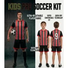 Conjunto Infantil Santo Paulo Uniforme 2026 Listra Vermelho e Preto Kit Futebol