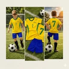 C/ Nome e Numero Conjunto Infantil P Meninos Seleção Verde Amarelo com Escudo